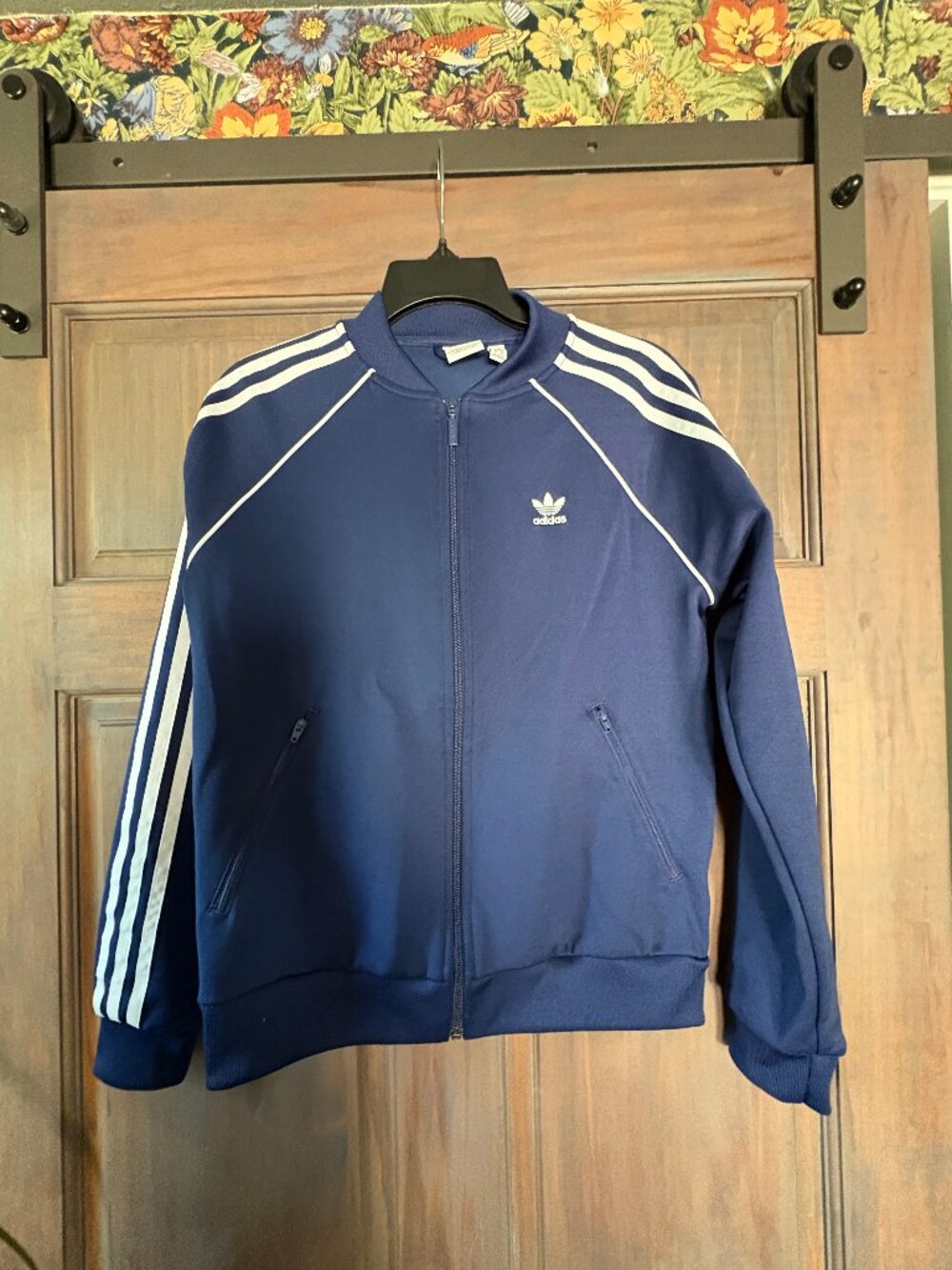 Classic Adidas Striped zip up jacket- Navy Size 10 womens